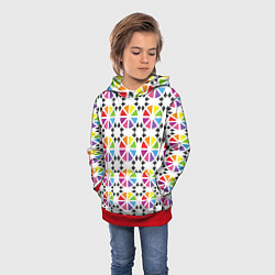 Толстовка-худи детская Радужный узор, цвет: 3D-красный — фото 2