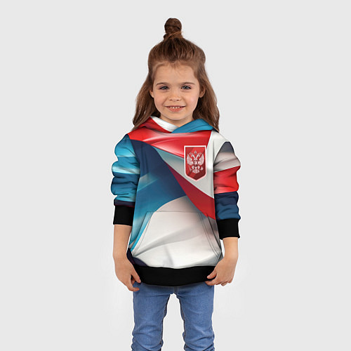 Детская толстовка Красный герб России / 3D-Черный – фото 4