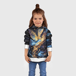 Толстовка-худи детская Бабочка краски узор, цвет: 3D-белый — фото 2