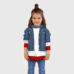 Толстовка-худи детская Джинсовая куртка, цвет: 3D-красный — фото 2