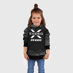 Толстовка-худи детская Exeed speed на темном фоне со следами шин, цвет: 3D-черный — фото 2