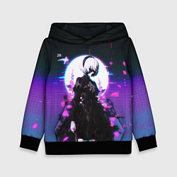 Толстовка-худи детская Nier automata 2b neon, цвет: 3D-черный