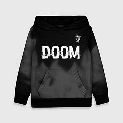 Толстовка-худи детская Doom glitch на темном фоне: символ сверху, цвет: 3D-черный