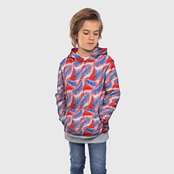 Толстовка-худи детская Белые синие красные узоры, цвет: 3D-меланж — фото 2