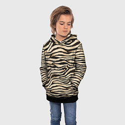 Толстовка-худи детская Шкура зебры и белого тигра, цвет: 3D-черный — фото 2
