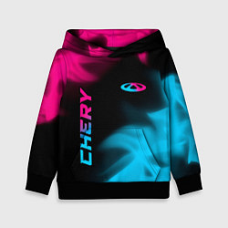 Толстовка-худи детская Chery - neon gradient: надпись, символ, цвет: 3D-черный