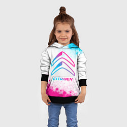 Толстовка-худи детская Citroen neon gradient style, цвет: 3D-черный — фото 2