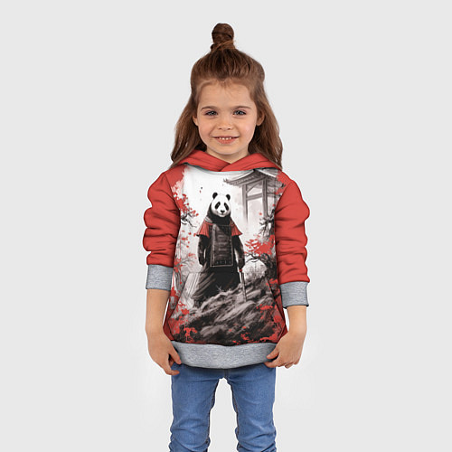 Детская толстовка Panda samurai / 3D-Меланж – фото 4