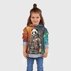 Толстовка-худи детская Панда-космонавт - стимпанк, цвет: 3D-меланж — фото 2