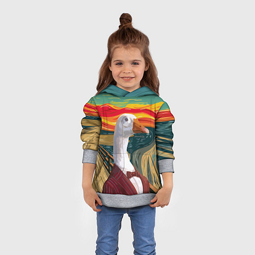 Детская толстовка Утка пародия на картину Крик / 3D-Меланж – фото 4