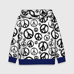 Толстовка-худи детская Many peace logo, цвет: 3D-синий