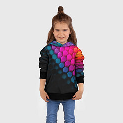 Толстовка-худи детская Цветной шестиугольник, цвет: 3D-черный — фото 2