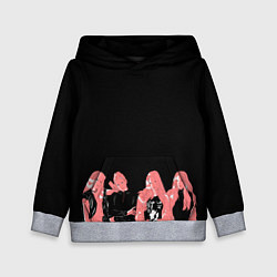 Толстовка-худи детская Black pink на черном, цвет: 3D-меланж