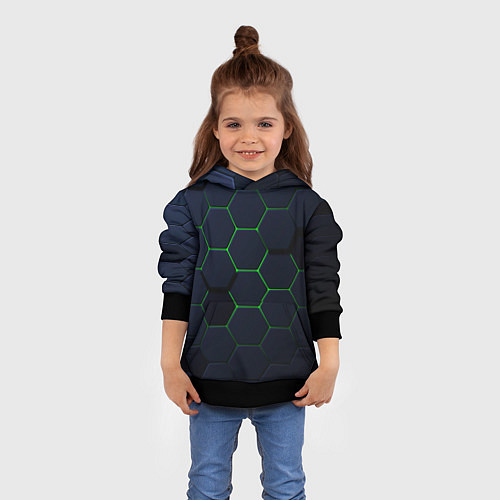 Детская толстовка Honeycombs green / 3D-Черный – фото 4