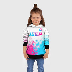 Толстовка-худи детская Jeep neon gradient style: символ сверху, цвет: 3D-черный — фото 2