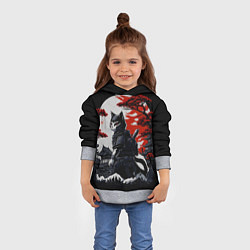 Толстовка-худи детская Котик ниндзя - мрачный, цвет: 3D-меланж — фото 2