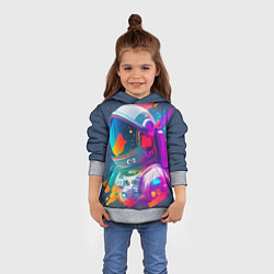 Толстовка-худи детская Космонавт - акварельные мазки, цвет: 3D-меланж — фото 2