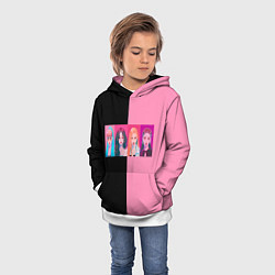 Толстовка-худи детская Группа Black pink на черно-розовом фоне, цвет: 3D-белый — фото 2