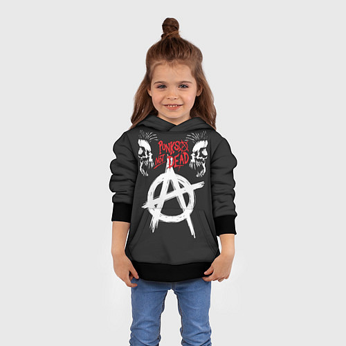 Детская толстовка Punks not dead - анархия / 3D-Черный – фото 4