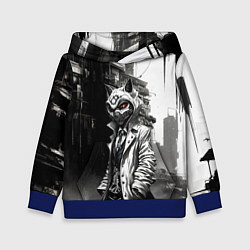 Толстовка-худи детская Кибернетический кицунэ, цвет: 3D-синий