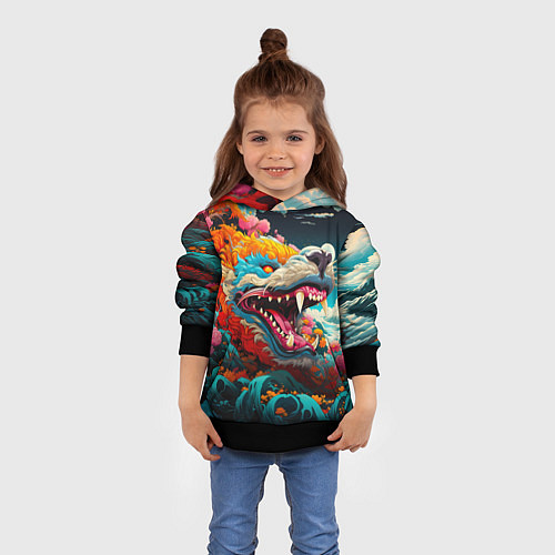 Детская толстовка Художественный дракон от нейросети / 3D-Черный – фото 4