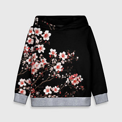 Толстовка-худи детская Цветущая сакура - белые и красные, цвет: 3D-меланж