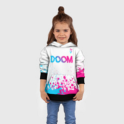 Толстовка-худи детская Doom neon gradient style: символ сверху, цвет: 3D-черный — фото 2