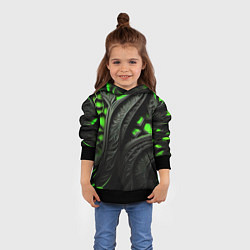 Толстовка-худи детская Green black abstract, цвет: 3D-черный — фото 2