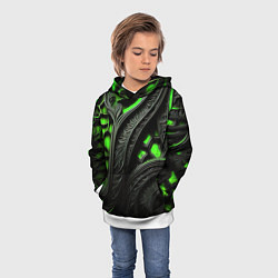 Толстовка-худи детская Green black abstract, цвет: 3D-белый — фото 2