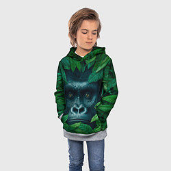 Толстовка-худи детская Горилла в кустах, цвет: 3D-меланж — фото 2