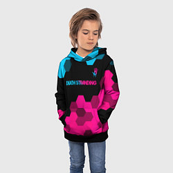 Толстовка-худи детская Death Stranding - neon gradient: символ сверху, цвет: 3D-черный — фото 2