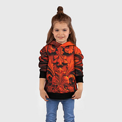 Толстовка-худи детская Объемные оранжевые узоры, цвет: 3D-черный — фото 2
