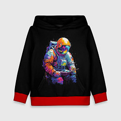 Толстовка-худи детская Читающий космонавт, цвет: 3D-красный