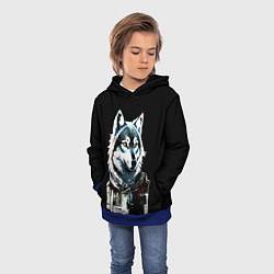 Толстовка-худи детская Волк - графика, цвет: 3D-синий — фото 2