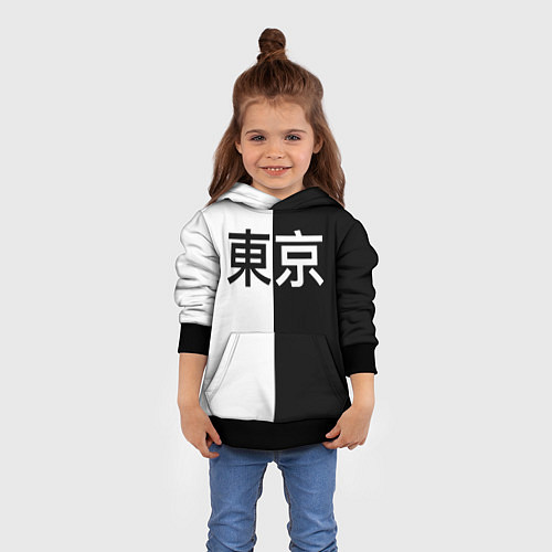Детская толстовка Tokyo - Иероглифы / 3D-Черный – фото 4