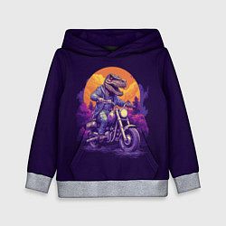 Толстовка-худи детская Динозавр на мотоцикле, цвет: 3D-меланж