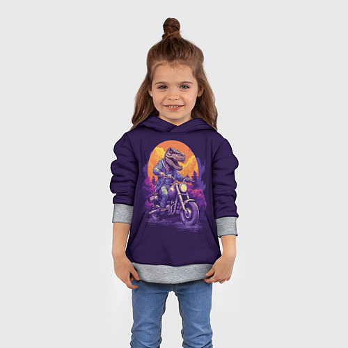 Детская толстовка Динозавр на мотоцикле / 3D-Меланж – фото 4