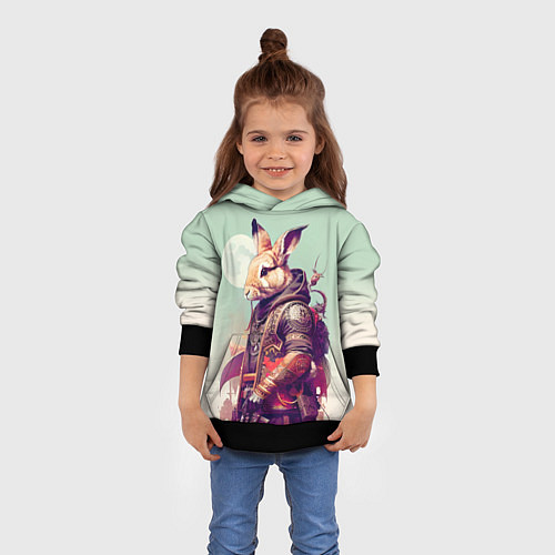 Детская толстовка Заяц на фоне луны - фантазия - нейросеть / 3D-Черный – фото 4