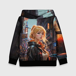 Толстовка-худи детская Боевая городская девчонка, цвет: 3D-черный