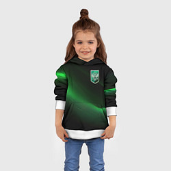 Толстовка-худи детская Герб РФ зеленый черный фон, цвет: 3D-белый — фото 2