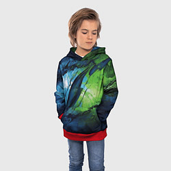Толстовка-худи детская Green blue abstract, цвет: 3D-красный — фото 2