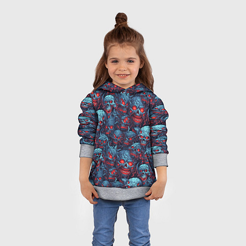 Детская толстовка Monster skulls pattern / 3D-Меланж – фото 4