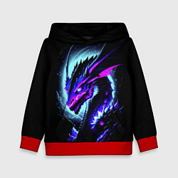 Толстовка-худи детская Морда дракона - неоновое свечение, цвет: 3D-красный