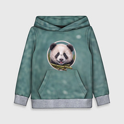 Толстовка-худи детская Милая мордочка панды с бамбуком, цвет: 3D-меланж
