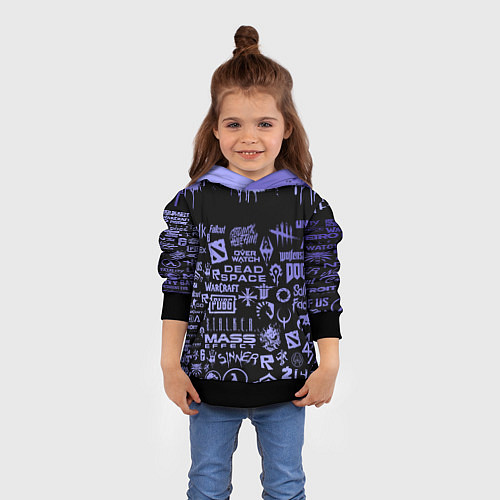 Детская толстовка Games pattern / 3D-Черный – фото 4