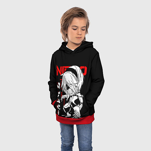 Детская толстовка Nier automata - черный и красный / 3D-Красный – фото 3
