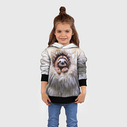 Толстовка-худи детская Ленивец в меху, цвет: 3D-черный — фото 2