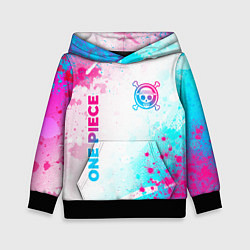 Толстовка-худи детская One Piece neon gradient style: надпись, символ, цвет: 3D-черный