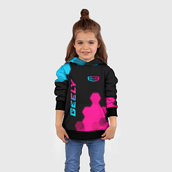 Толстовка-худи детская Geely - neon gradient: надпись, символ, цвет: 3D-черный — фото 2