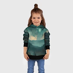 Толстовка-худи детская Космическая ночь в горах, цвет: 3D-черный — фото 2